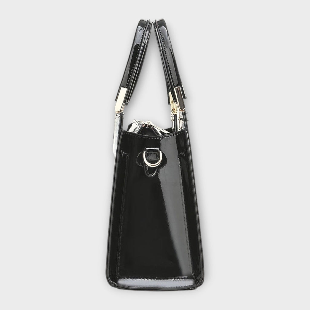 Olivia - Borsa a mano lucida con motivo coccodrillo