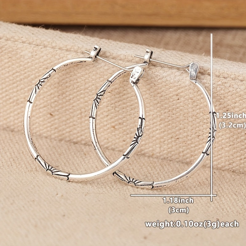 Vintage Artisan Floral Hoop Earrings