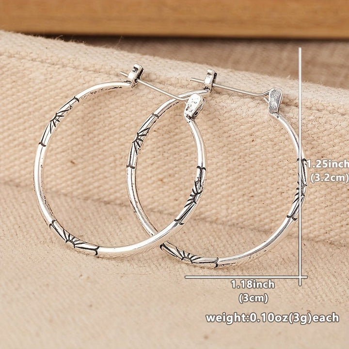 Vintage Artisan Floral Hoop Earrings