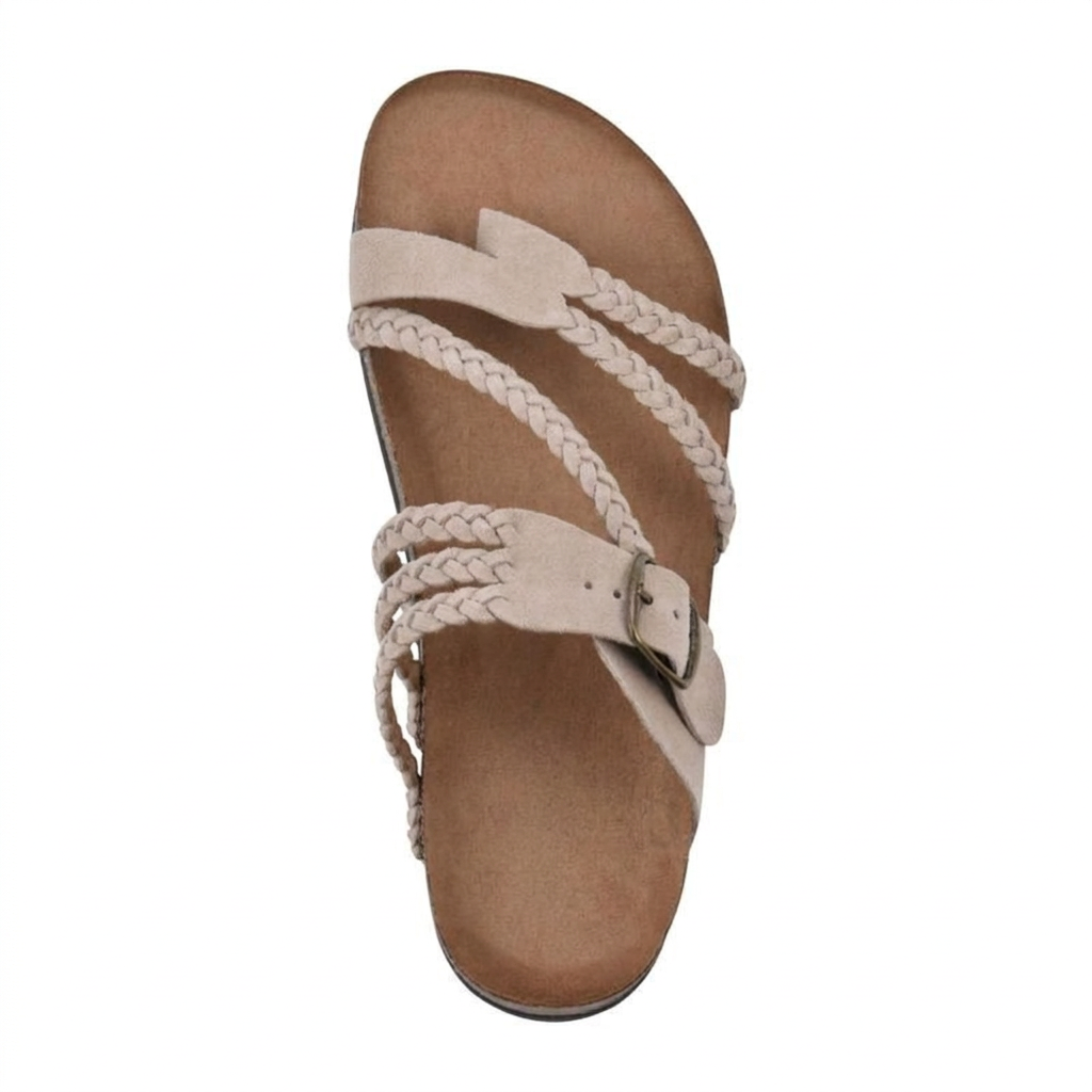 Beige sandal with footbed branding removed