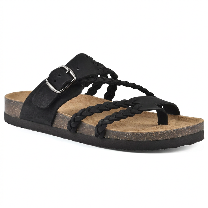 Black sandal with footbed branding removed
