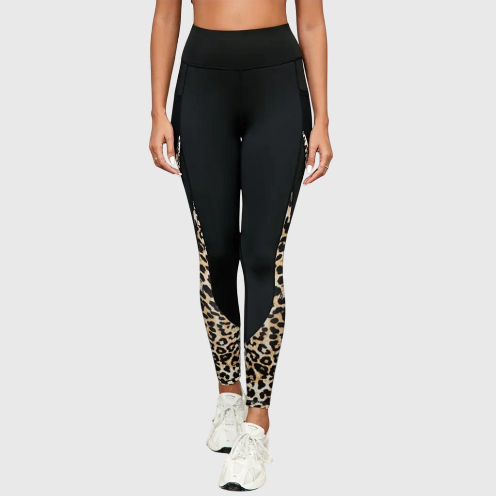 Trainingsbroek met hoge taille en luipaardprint