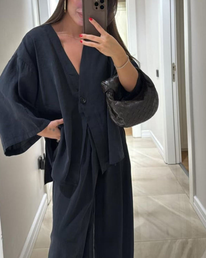Conjunto Sienna de Top con Cuello en V y Pantalones