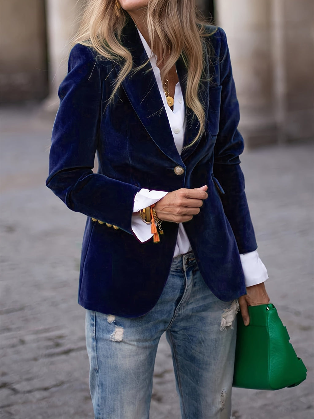 Blazer de veludo de corte ajustado Vincent