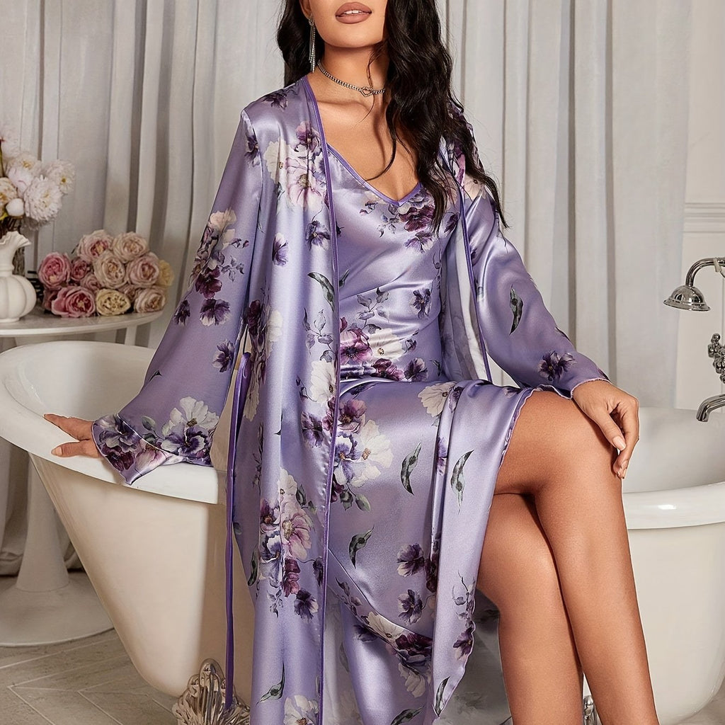 Kath | Nachtkledingset met bloemenprint