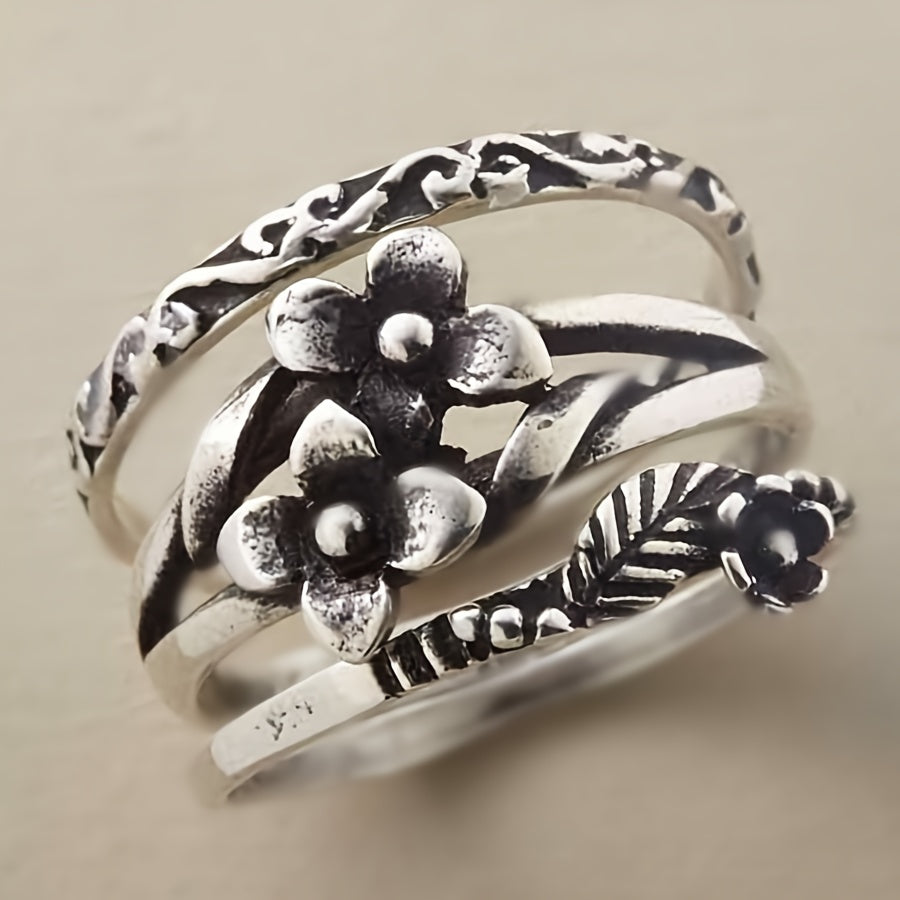 Bohemian Vintage Style Refined Floral Motif Ring