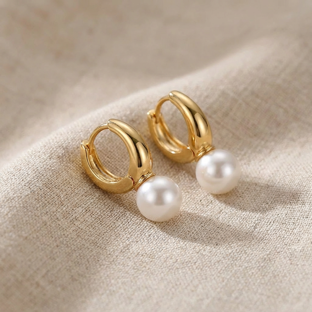 Unique Golden Pearl Earrings