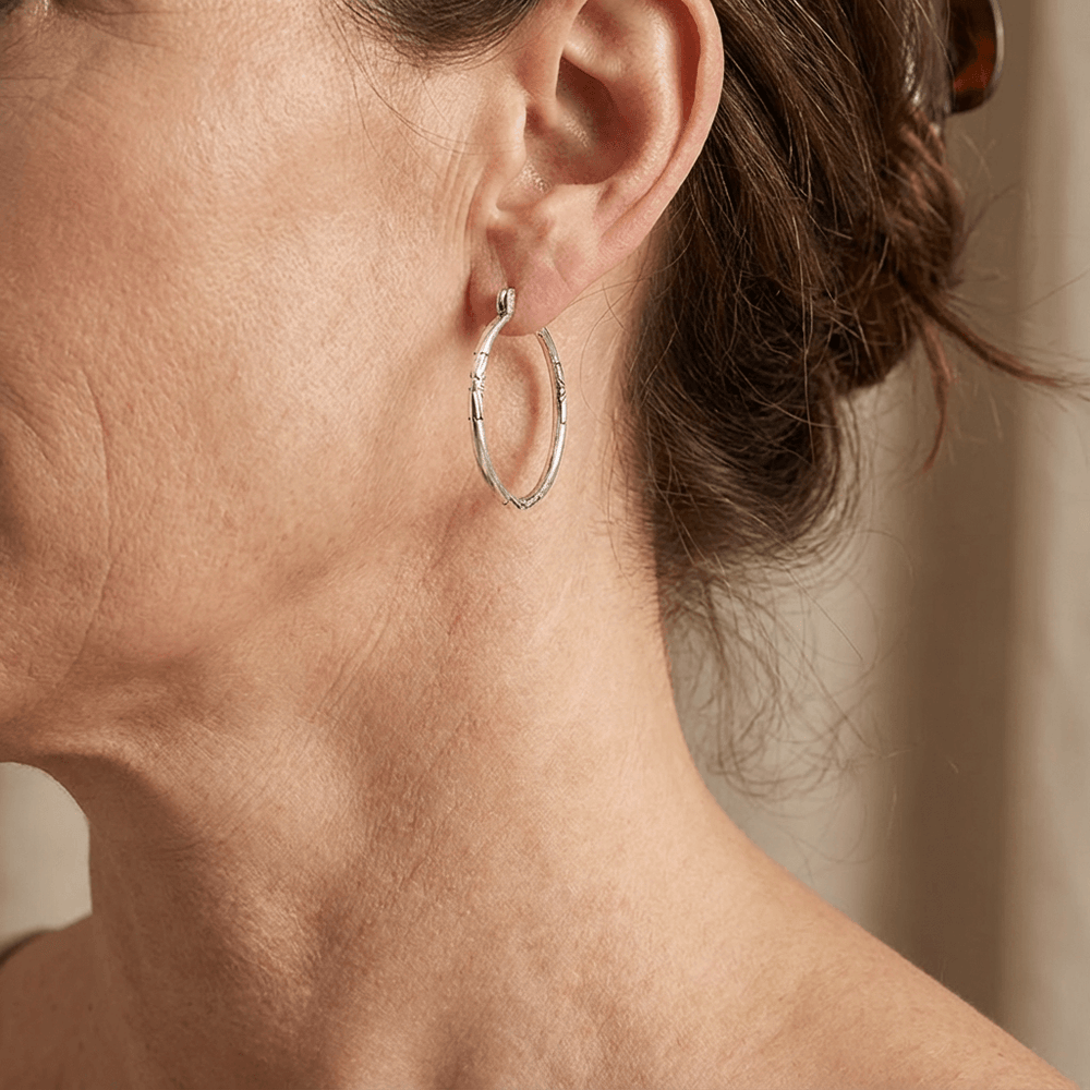 Vintage Artisan Floral Hoop Earrings