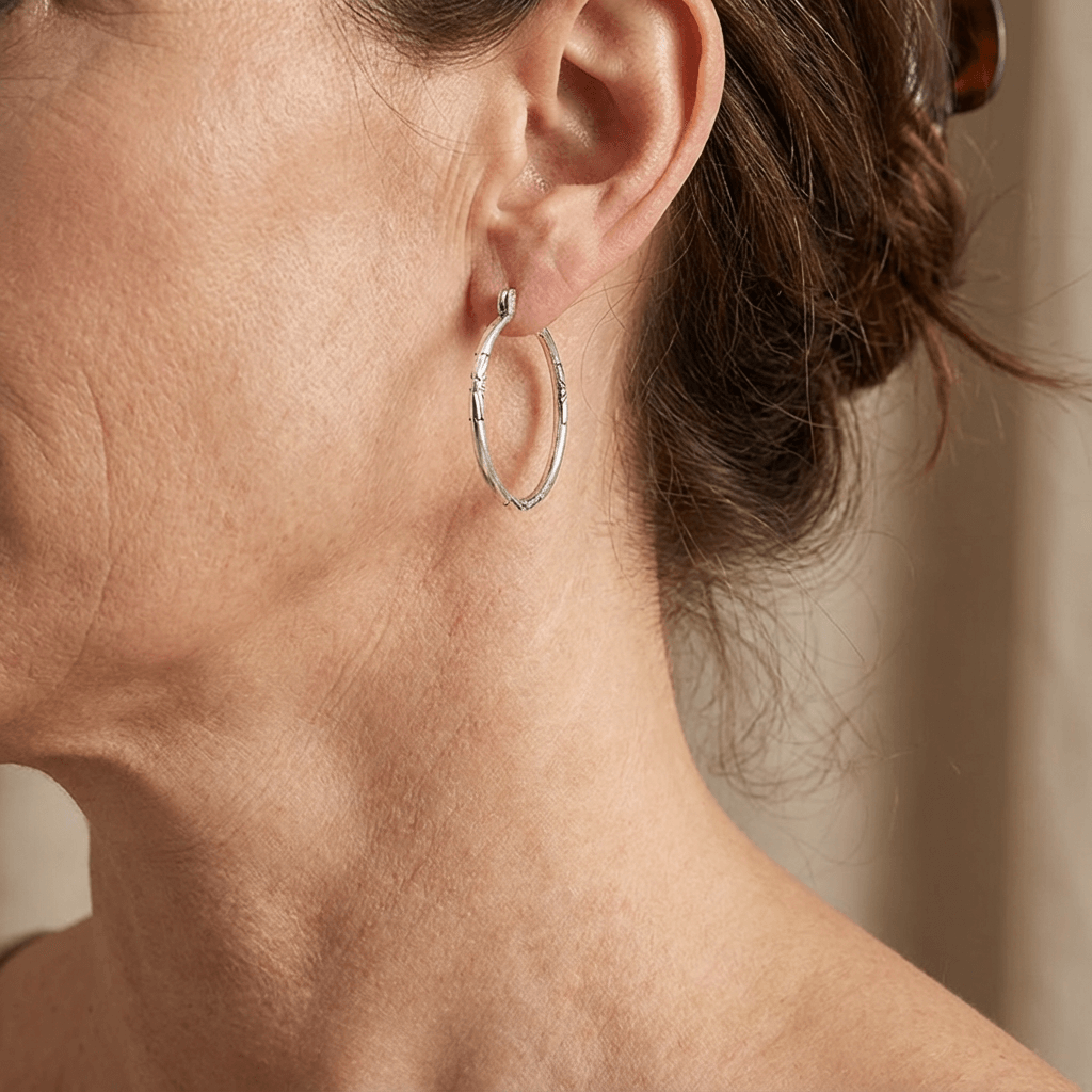 Vintage Artisan Floral Hoop Earrings