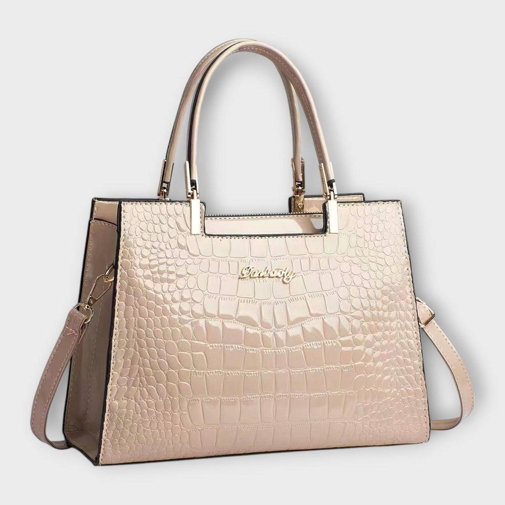 Olivia - Borsa a mano lucida con motivo coccodrillo