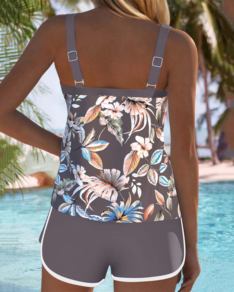 Rachelle - Conjunto de tankini sofisticado com estampa floral