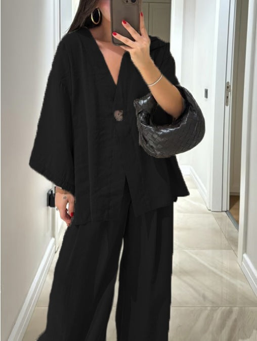 Conjunto Sienna de Top con Cuello en V y Pantalones
