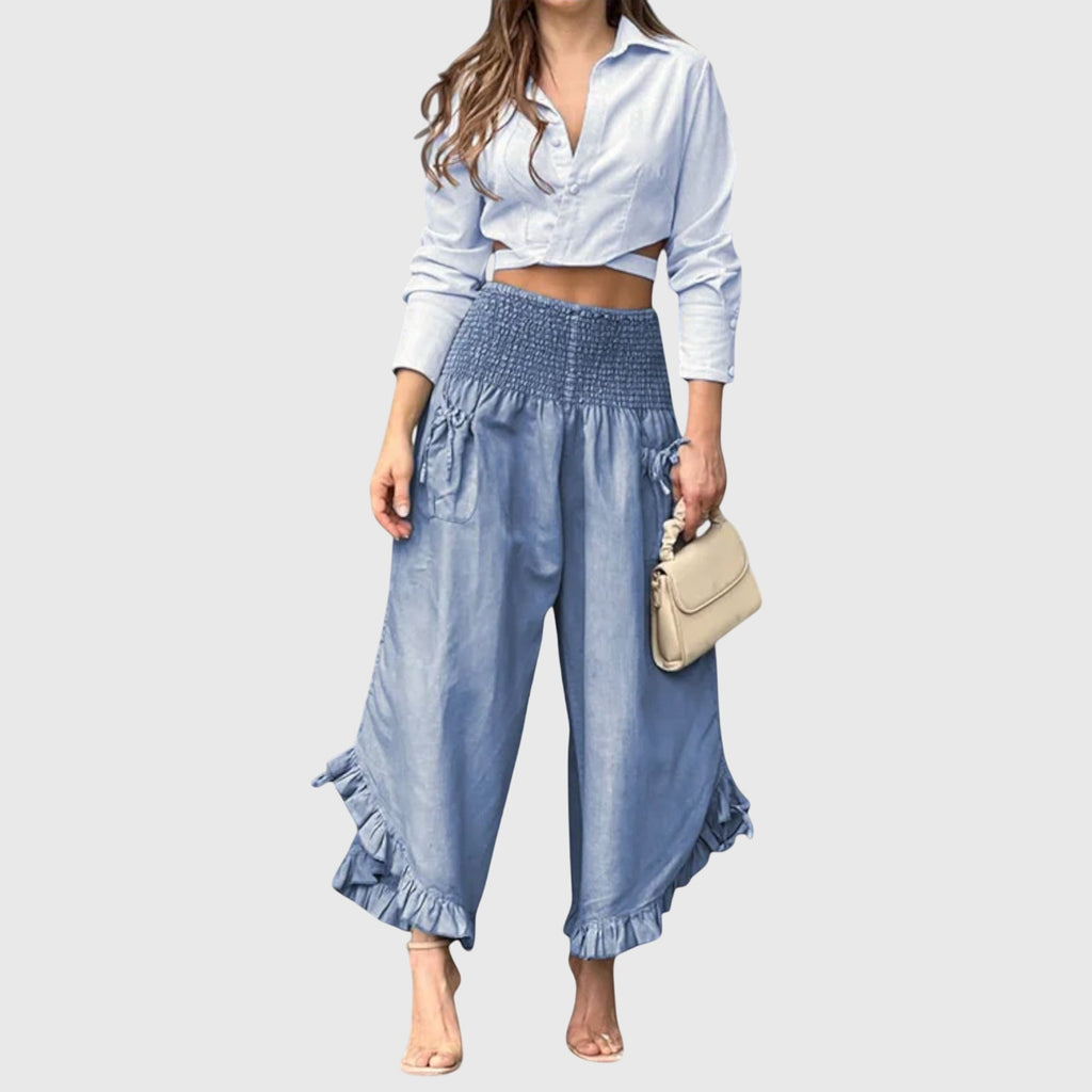 Jaya - Casual broek met modieuze plooien