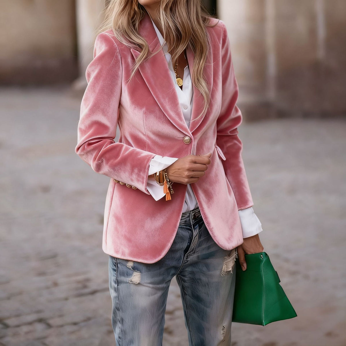 Blazer de veludo de corte ajustado Vincent
