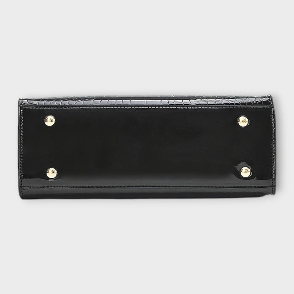 Olivia - Borsa a mano lucida con motivo coccodrillo