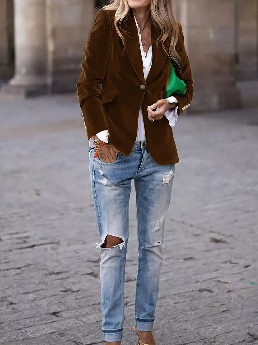 Blazer de veludo de corte ajustado Vincent
