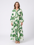 Sabine | Robe longue étagée à manches longues et taille nouée