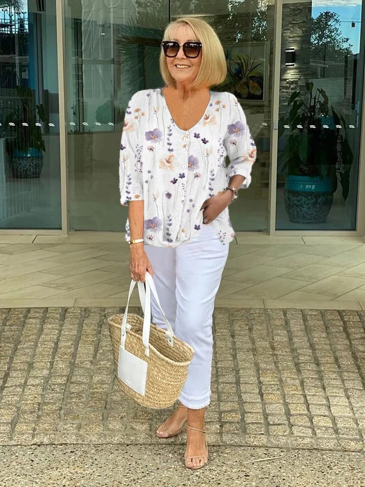 Joanne | Bata estampada com botões
