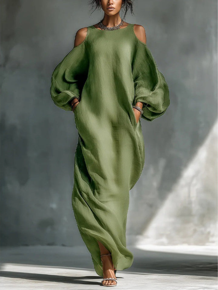 Green Chiffon Off Shoulder Short Sleeve Midi Dress – The Reeder Family Boutique