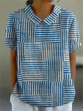Amelia | Camisa listrada com estampa patchwork