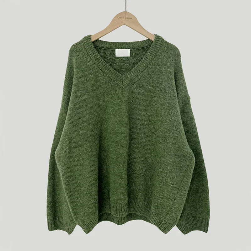 Valentina | Women's Sweater with V-Neck and Ribbed Trim