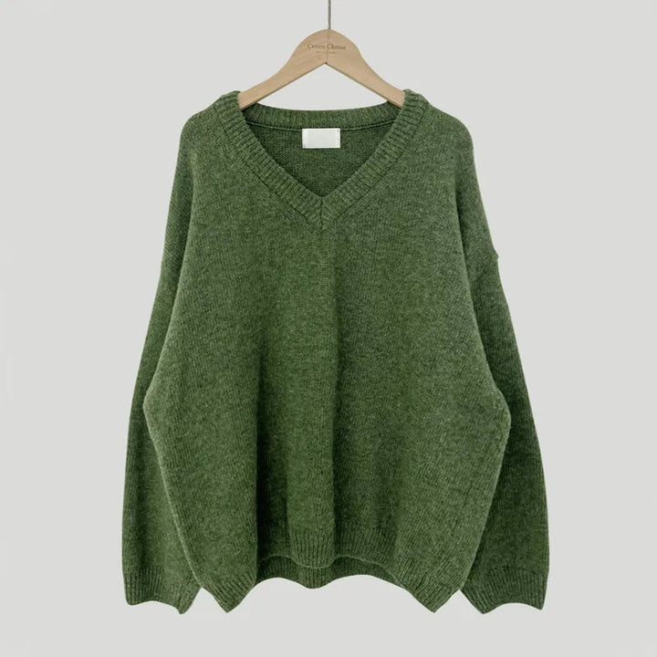 Valentina | Women's Sweater with V-Neck and Ribbed Trim