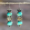 Vintage Natural Turquoise Stone Drop Earrings