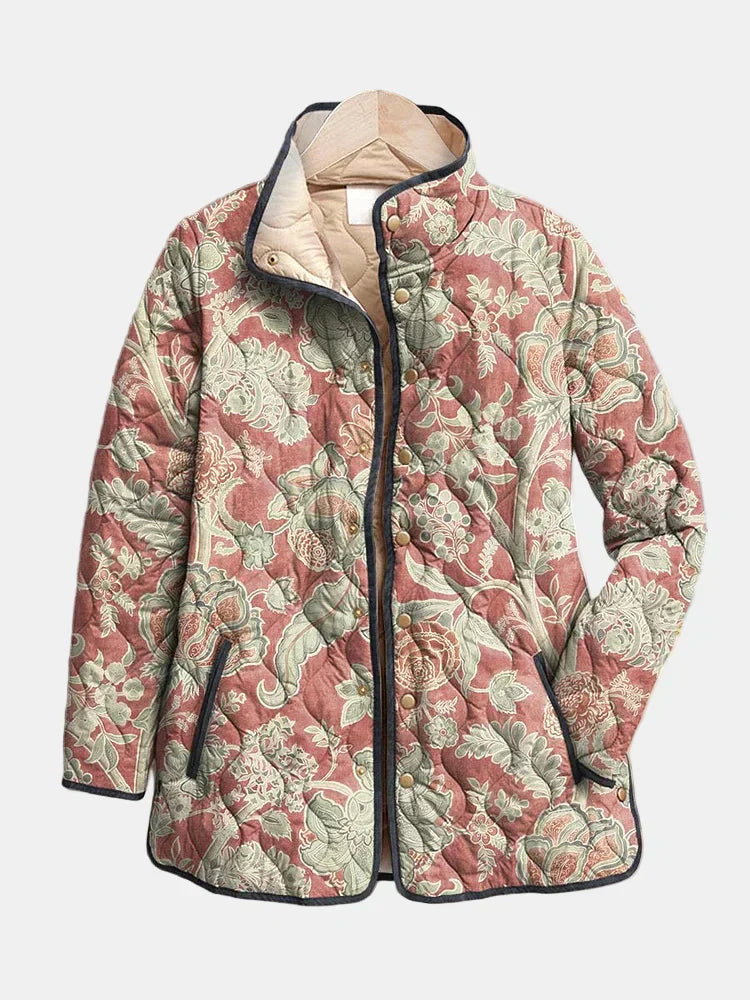 Naya | Veste matelassée décontractée à fleurs vintage