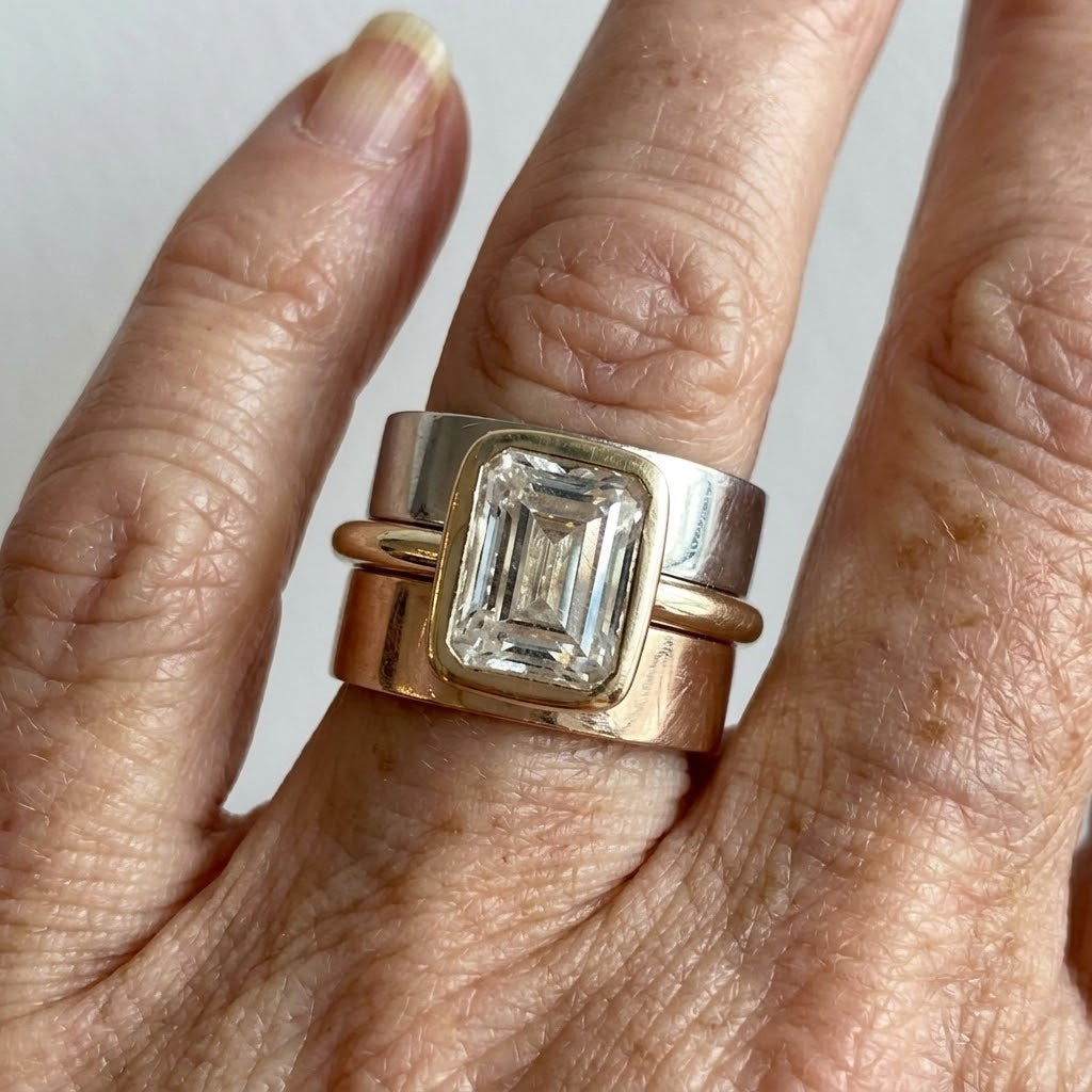 Vintage Crystal Gold & Silver Ring