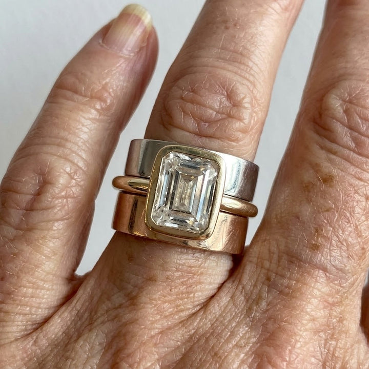 Vintage Crystal Gold & Silver Ring