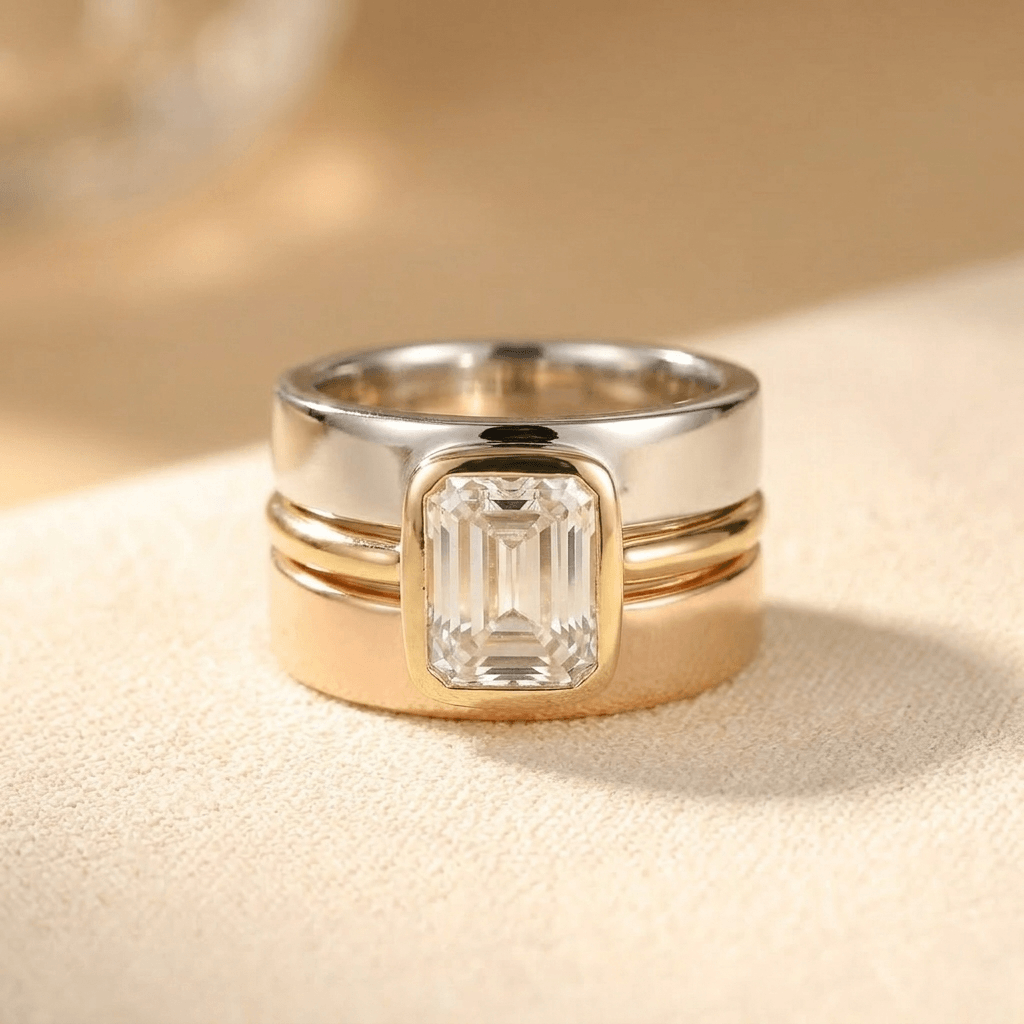 Vintage Crystal Gold & Silver Ring