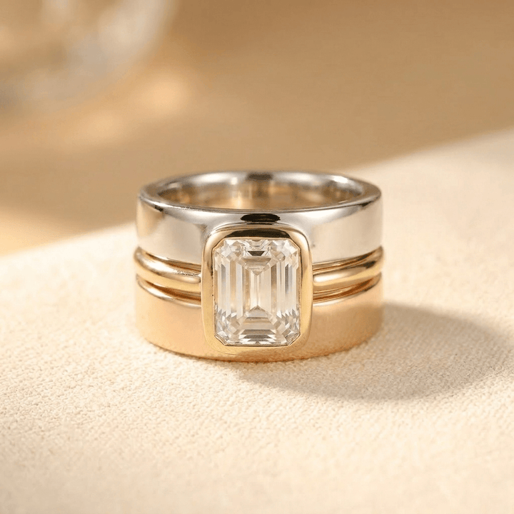 Vintage Crystal Gold & Silver Ring