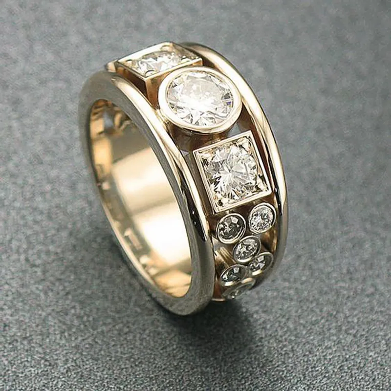 Elegant Vintage Multi-Stone Zirconia Gold Ring