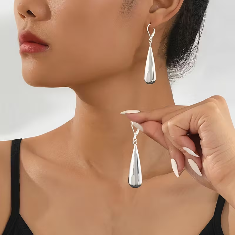 Golden Teardrop Dangle Earrings