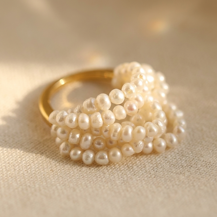 Woven Multi-Layer Freshwater Pearl Ring