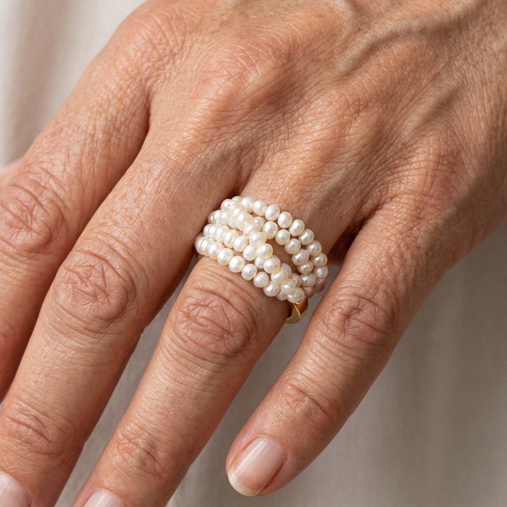 Woven Multi-Layer Freshwater Pearl Ring