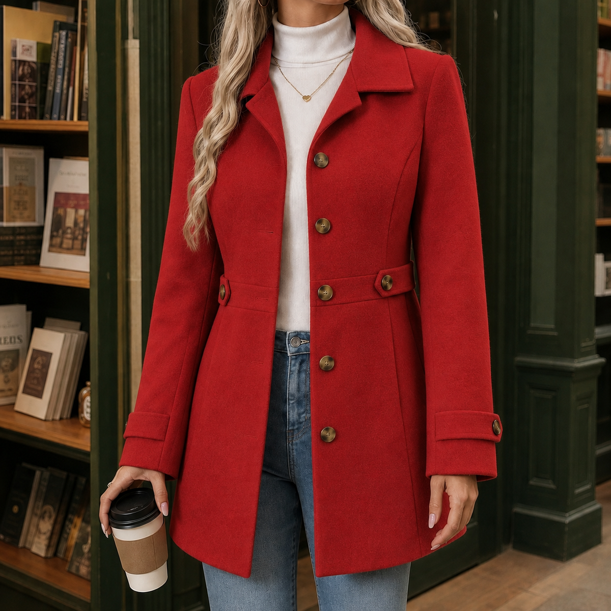 Ernestine Notched Blazer - Red