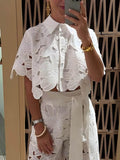Conjunto com bordado floral vazado Isabella