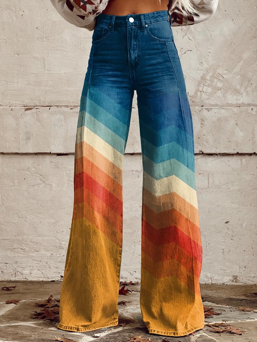 Léa - Pantalones retro elegantes de zigzag
