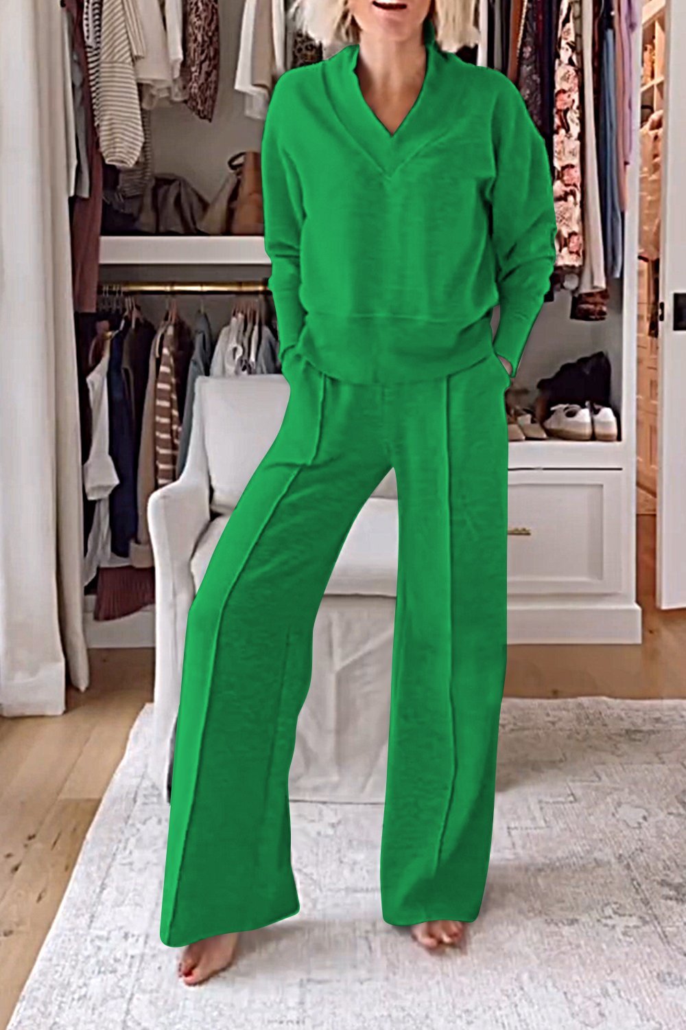 Conjunto Samantha de Top con Cuello en V y Pantalones