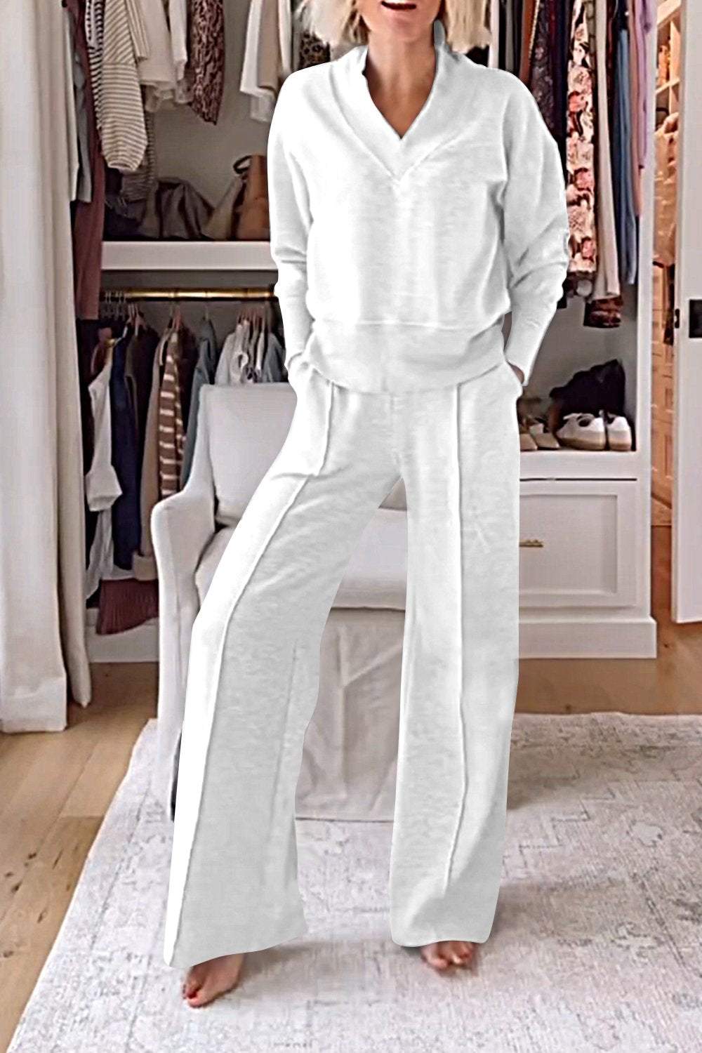 Conjunto Samantha de Top con Cuello en V y Pantalones