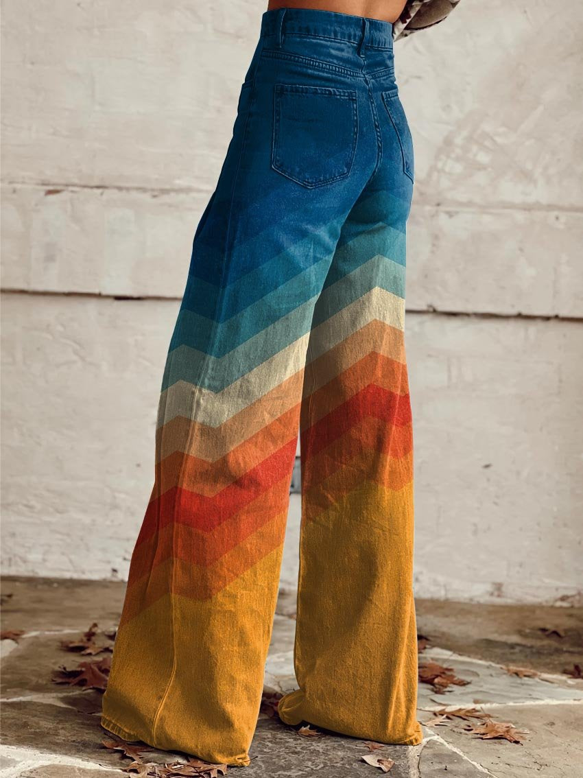 Léa - Pantalones retro elegantes de zigzag