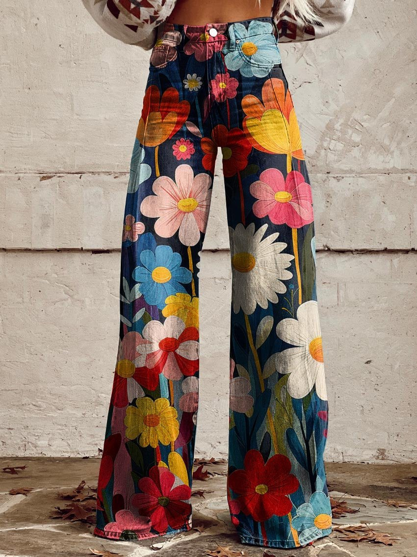 Léna - Pantalon large à fleurs