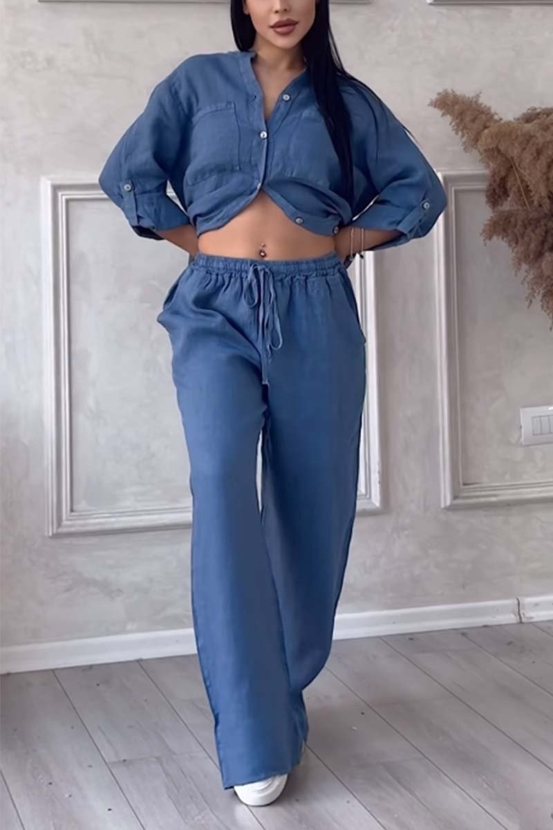 Conjunto casual de pantalón de algodón y lino Liam