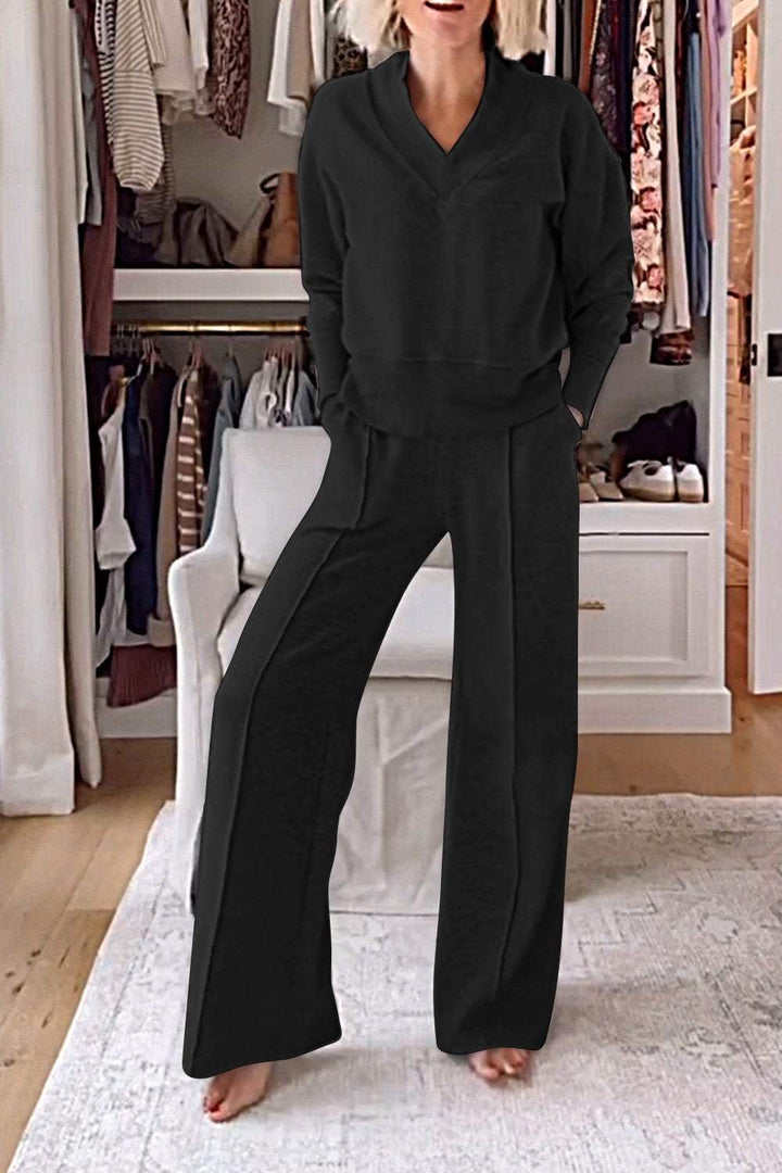Conjunto Samantha de Top con Cuello en V y Pantalones
