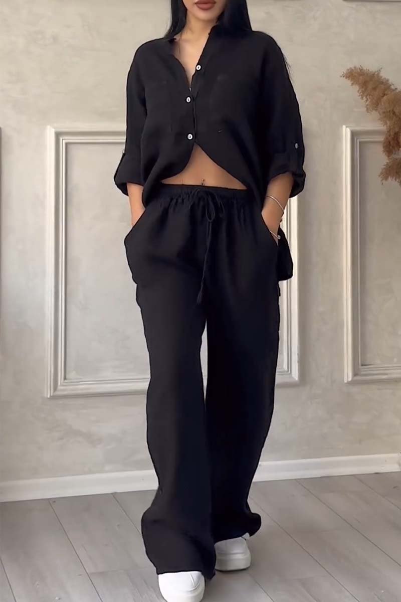 Conjunto casual de pantalón de algodón y lino Liam