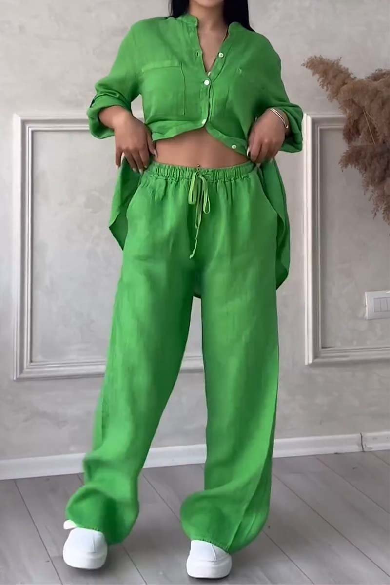 Conjunto casual de pantalón de algodón y lino Liam