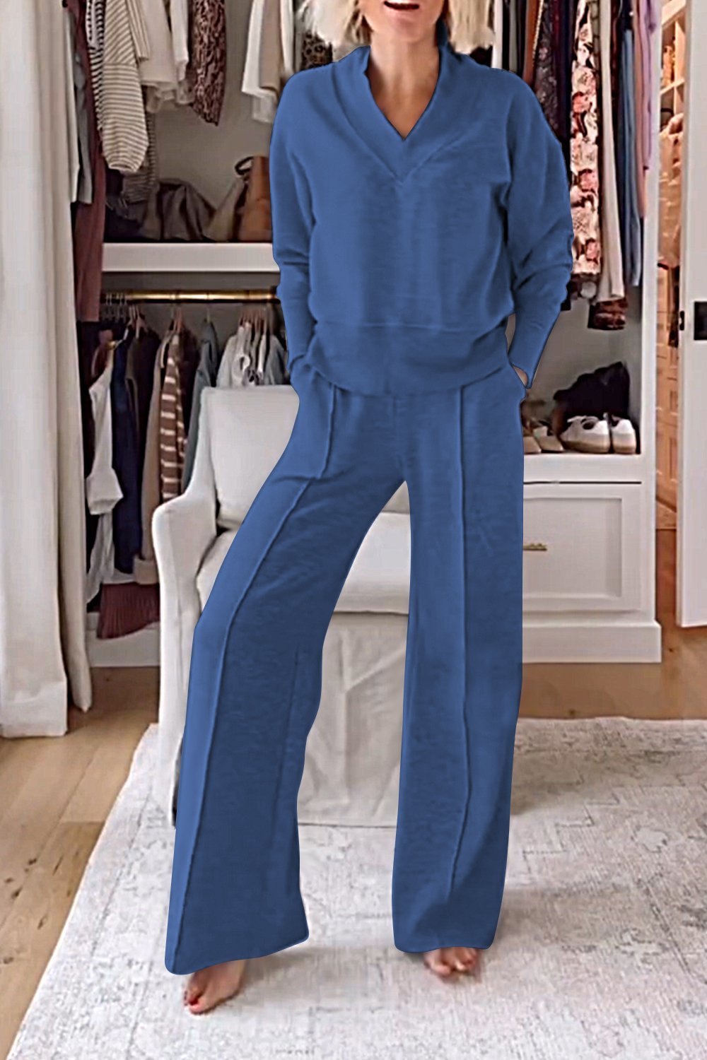 Conjunto Samantha de Top con Cuello en V y Pantalones