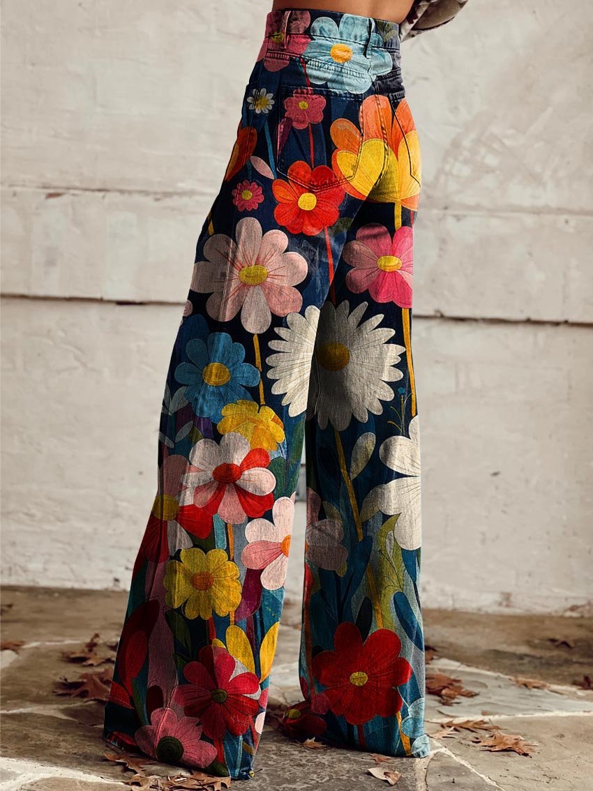 Léna - Pantalon large à fleurs