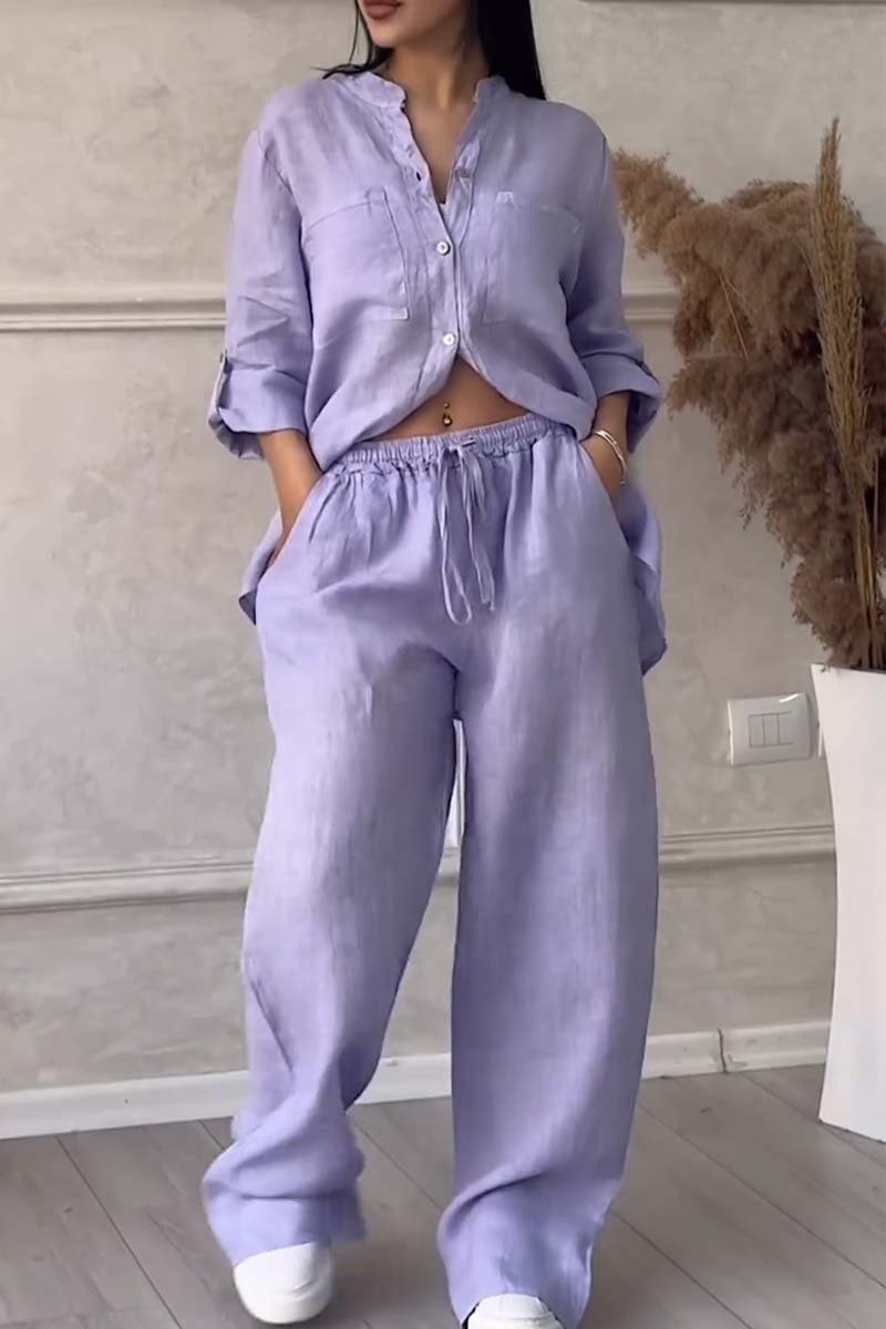 Conjunto casual de pantalón de algodón y lino Liam